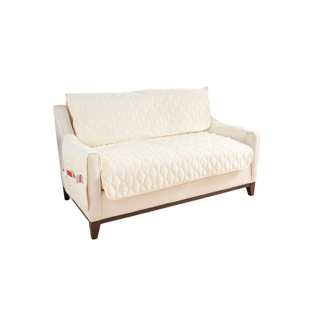 Home Reflections Micromink Pin-Sonic Loveseat Cover Sand